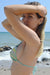 vintage triangle string bikini top - aqua sand stripe - size xs-s