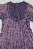 vintage thrashed gypsy dress - violet print - size small / medium