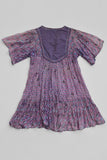 vintage thrashed gypsy dress - violet print - size s/m