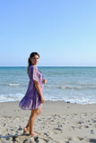 vintage thrashed gypsy dress - violet print - size s/m