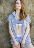 artisan shirt - maroon stripe - men's large