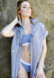 artisan shirt - maroon stripe - men's large