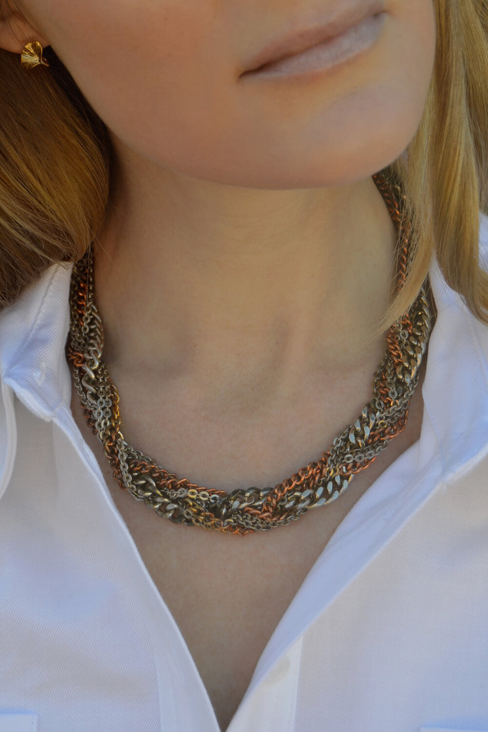 braided chain necklace - tarnish