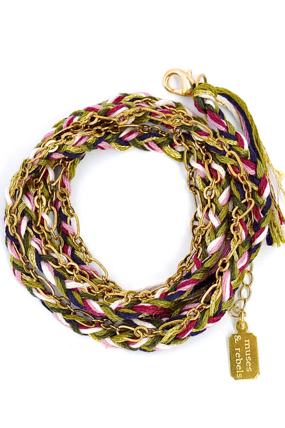 braided wrap bracelet - brass pansy