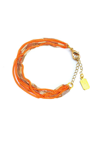 chain bracelet - neon orange