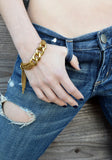 chain tassel bracelet - black gold