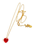 crystal heart necklace - gold ruby