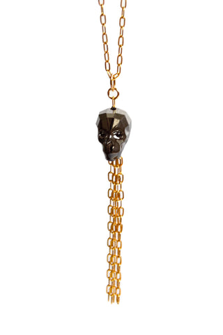 crystal skull necklace - gold night