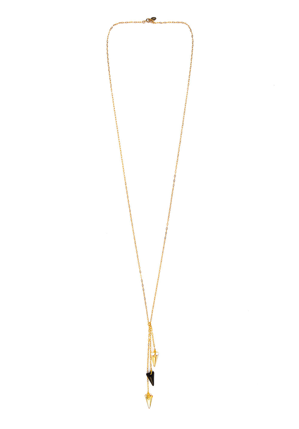 crystal spike necklace - gold & jet