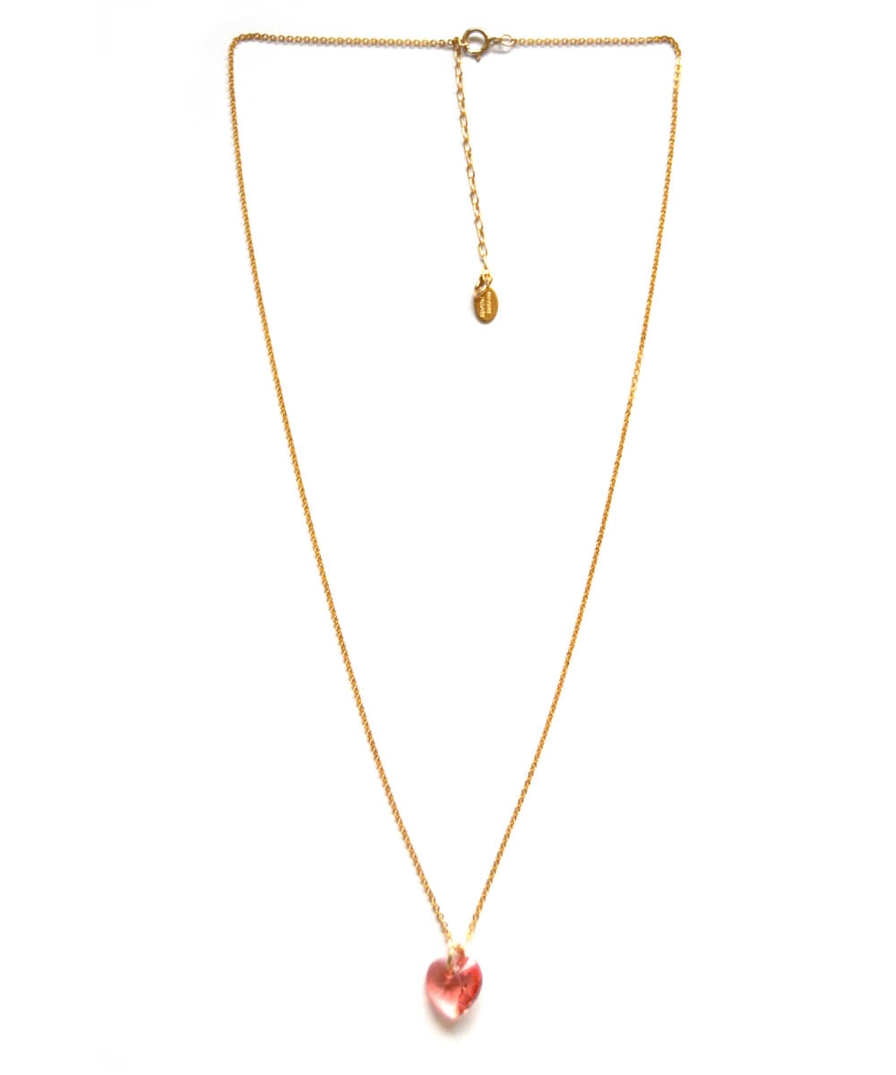 crystal heart necklace - gold rose peach