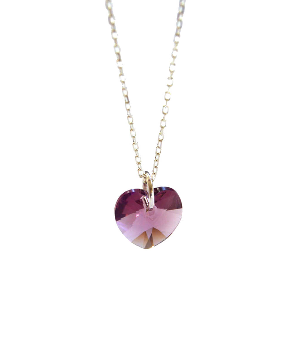 crystal heart necklace - silver iris