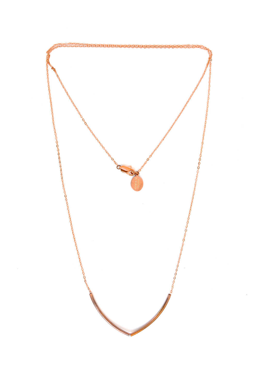 curved bar necklace - rose gold
