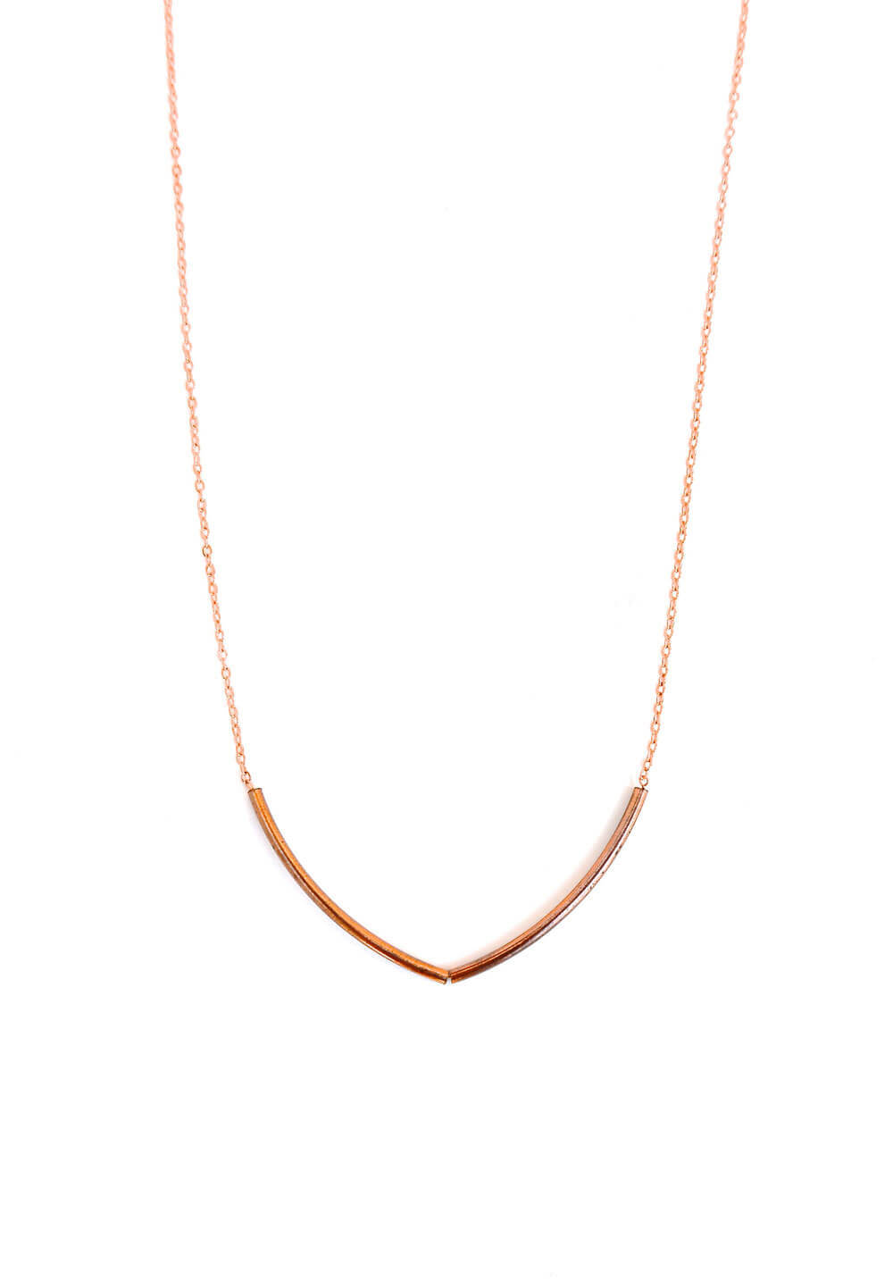 curved bar necklace - rose gold
