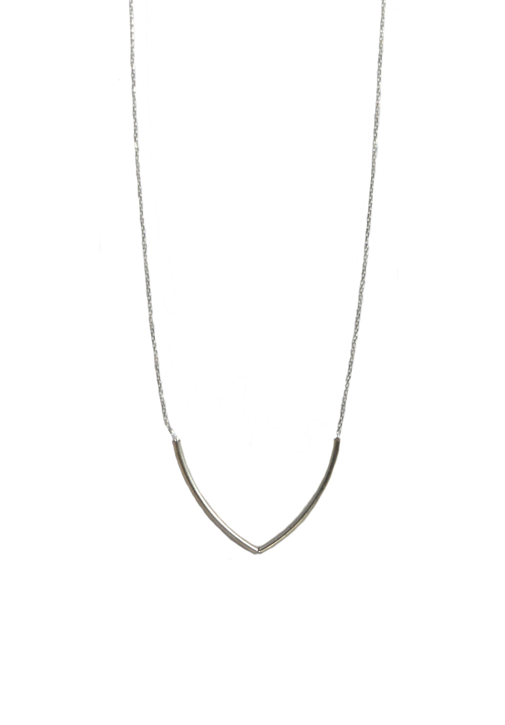 curved bar necklace - silver