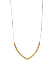 short curved bar necklace - silver & gold