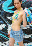 denim shorts - venice beach fade - waist size 34