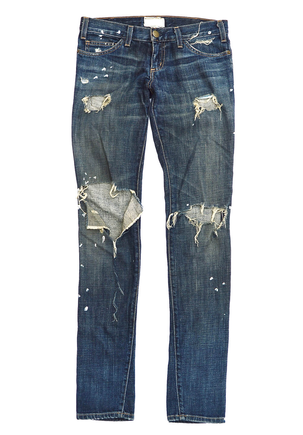 Low Rise Destroyed Jeans - Worn Blue - Waist Size 24 | Muses