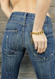 low rise destroyed jeans - worn blue - waist size 24
