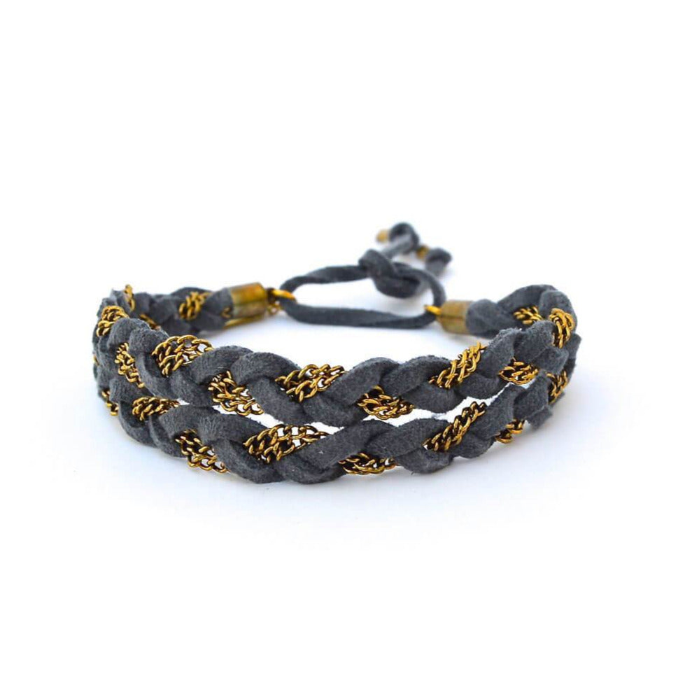 double braid bracelet - gray gold