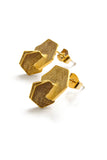 double hex earrings - matte gold