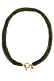 enamel toggle necklace - gold hunter green