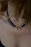 enamel toggle necklace - gold navy