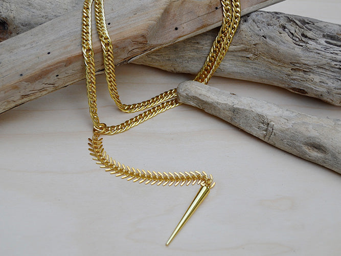 fishbone necklace - gold