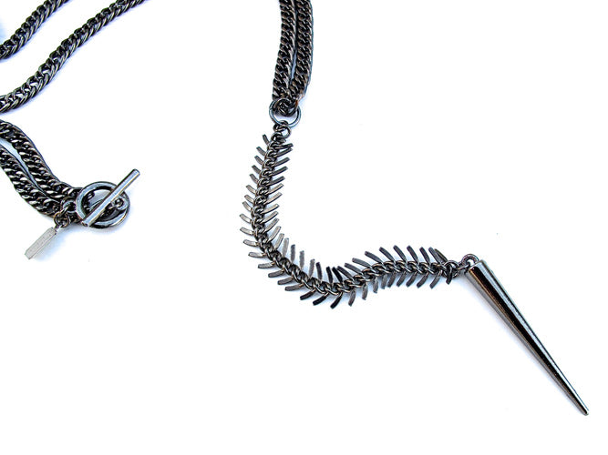fishbone necklace - gunmetal
