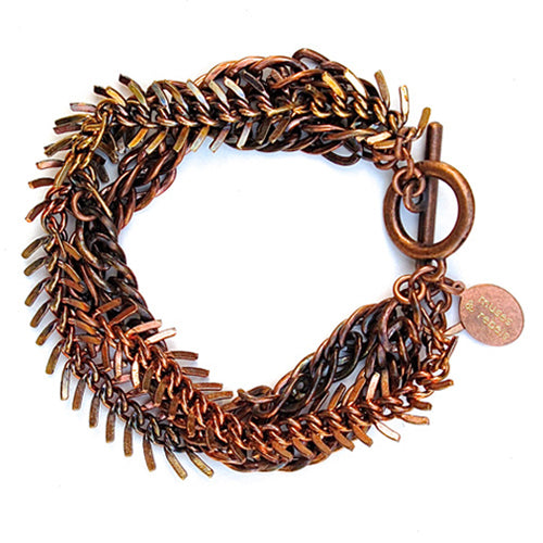 fishbone bracelet - tarnished copper