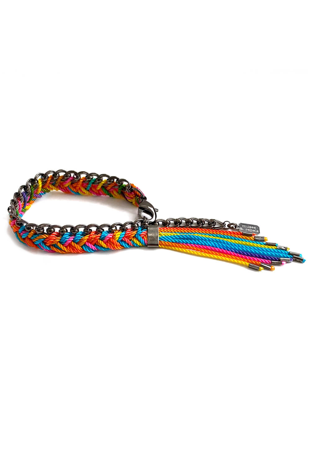 fringe bracelet - gunmetal rainbow ombre