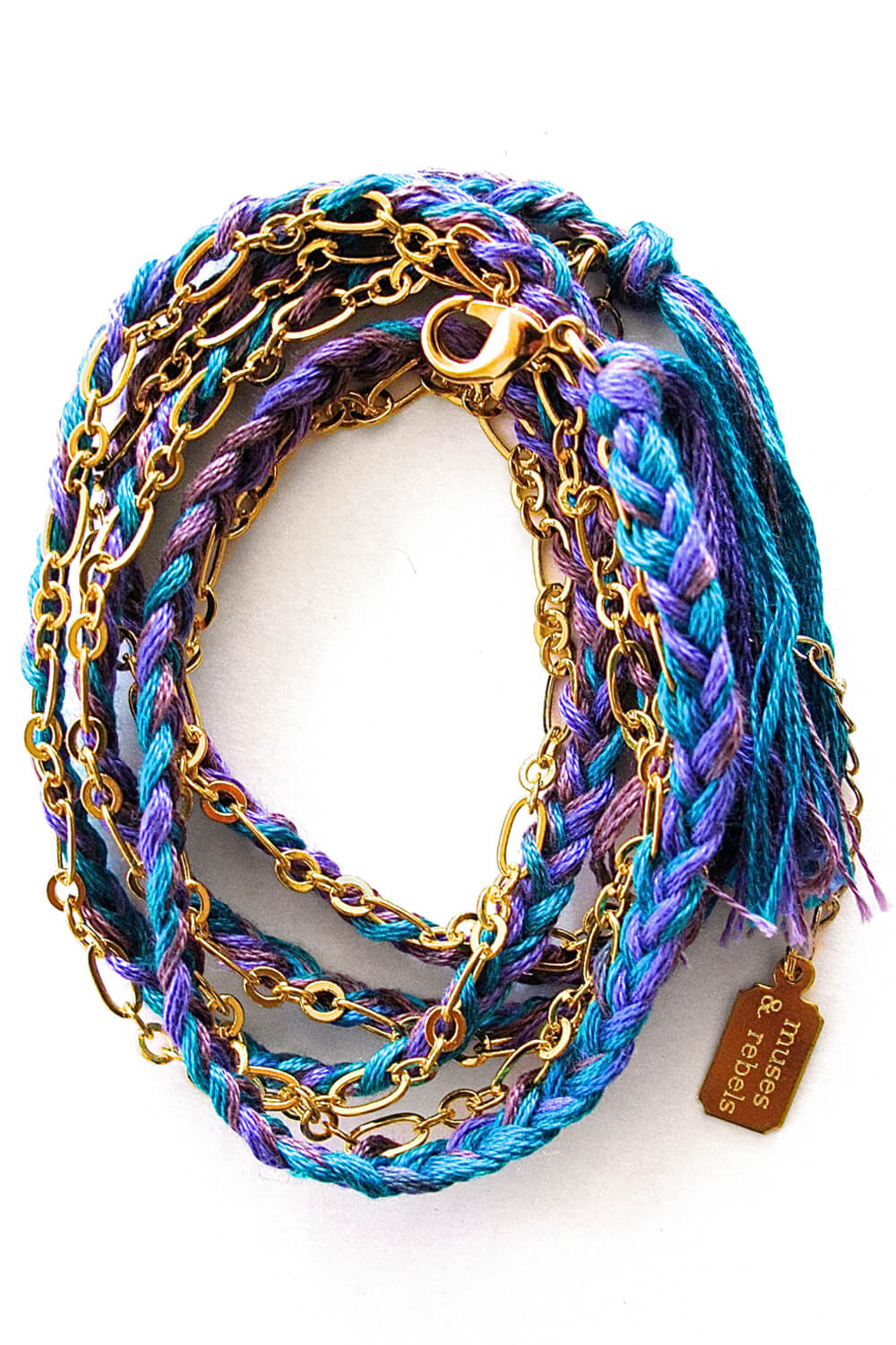 braided wrap bracelet - gold peacock