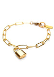 lock pendant bracelet - gold