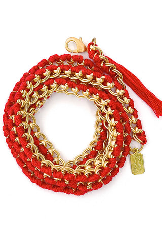 long chain - satin gold red