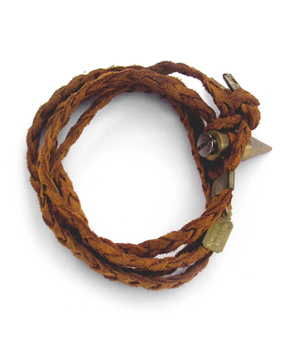 braided wrap bracelet - whiskey