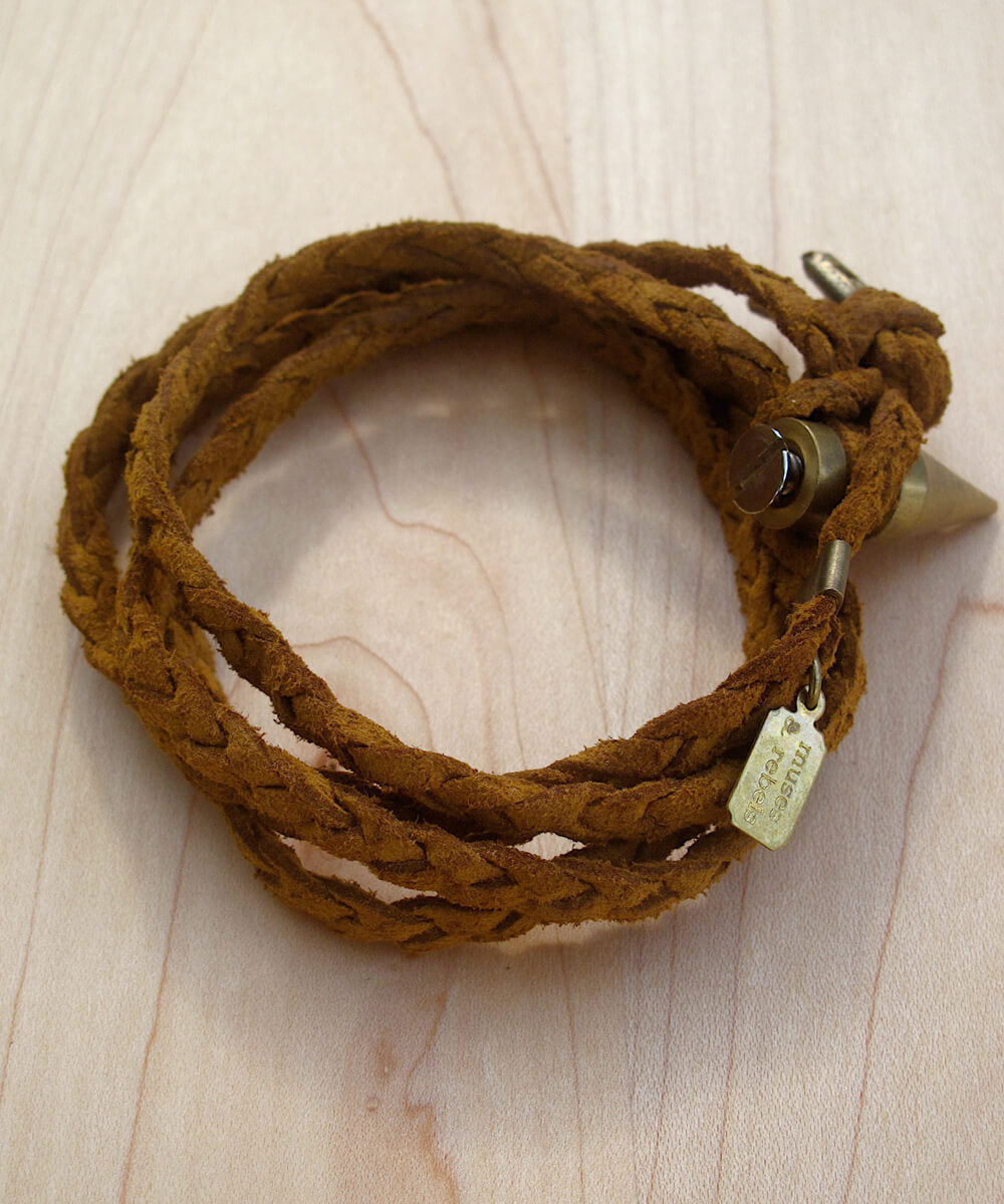 braided wrap bracelet - whiskey