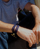 braided wrap bracelet - navy