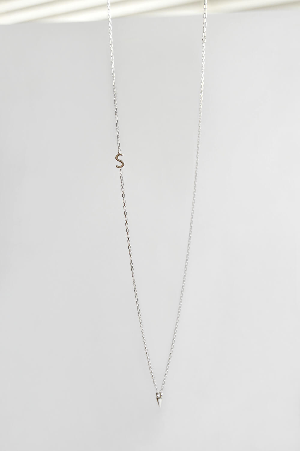 mini vertical initial necklace - silver custom