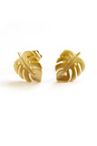 monstera earrings - matte gold