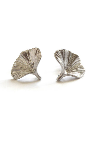 mushroom earrings - matte silver