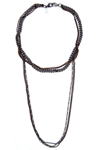 draped necklace-mask chain - gunmetal