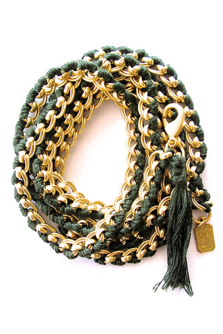 long chain - satin gold army