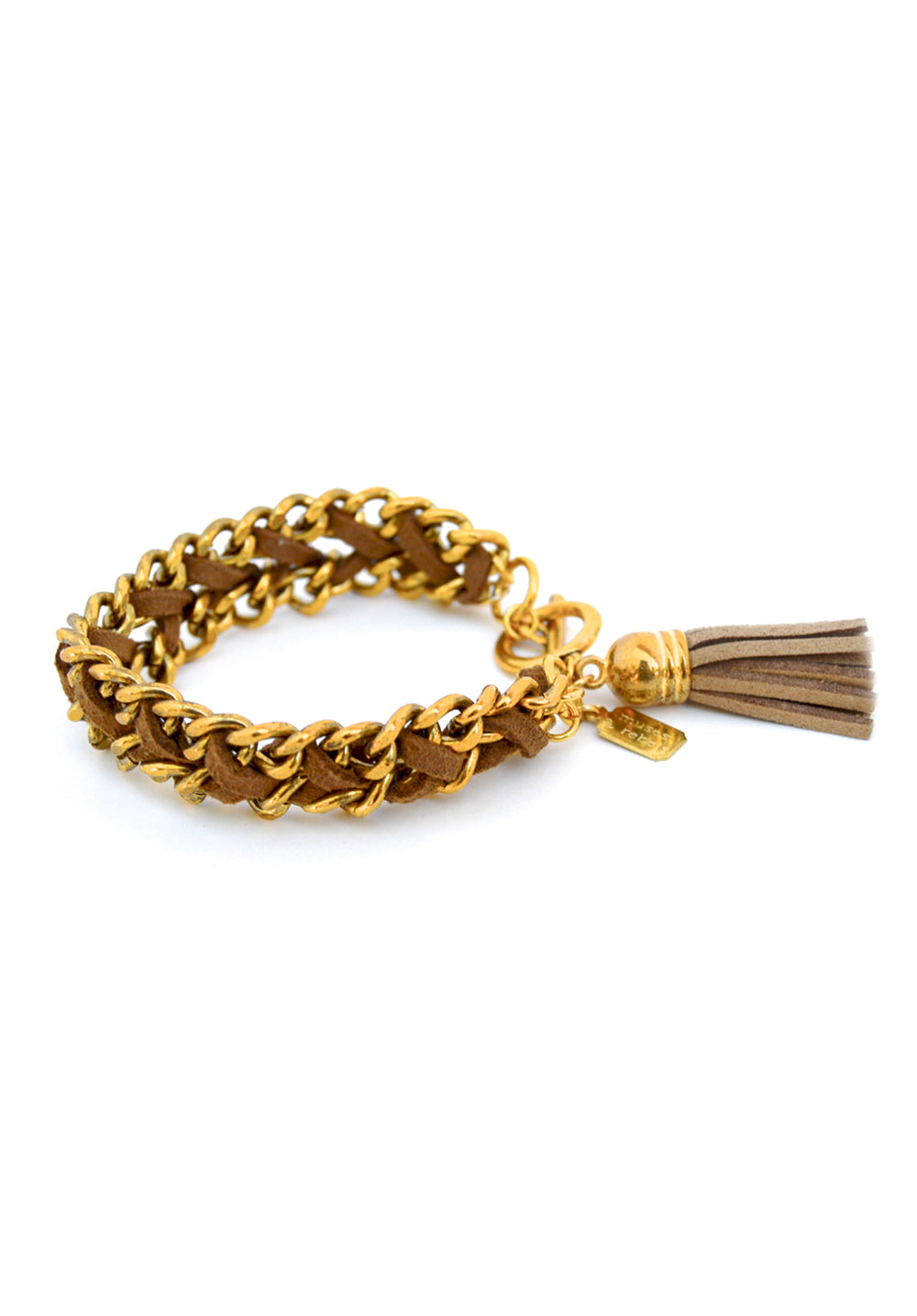 suede tassel bracelet - whiskey gold