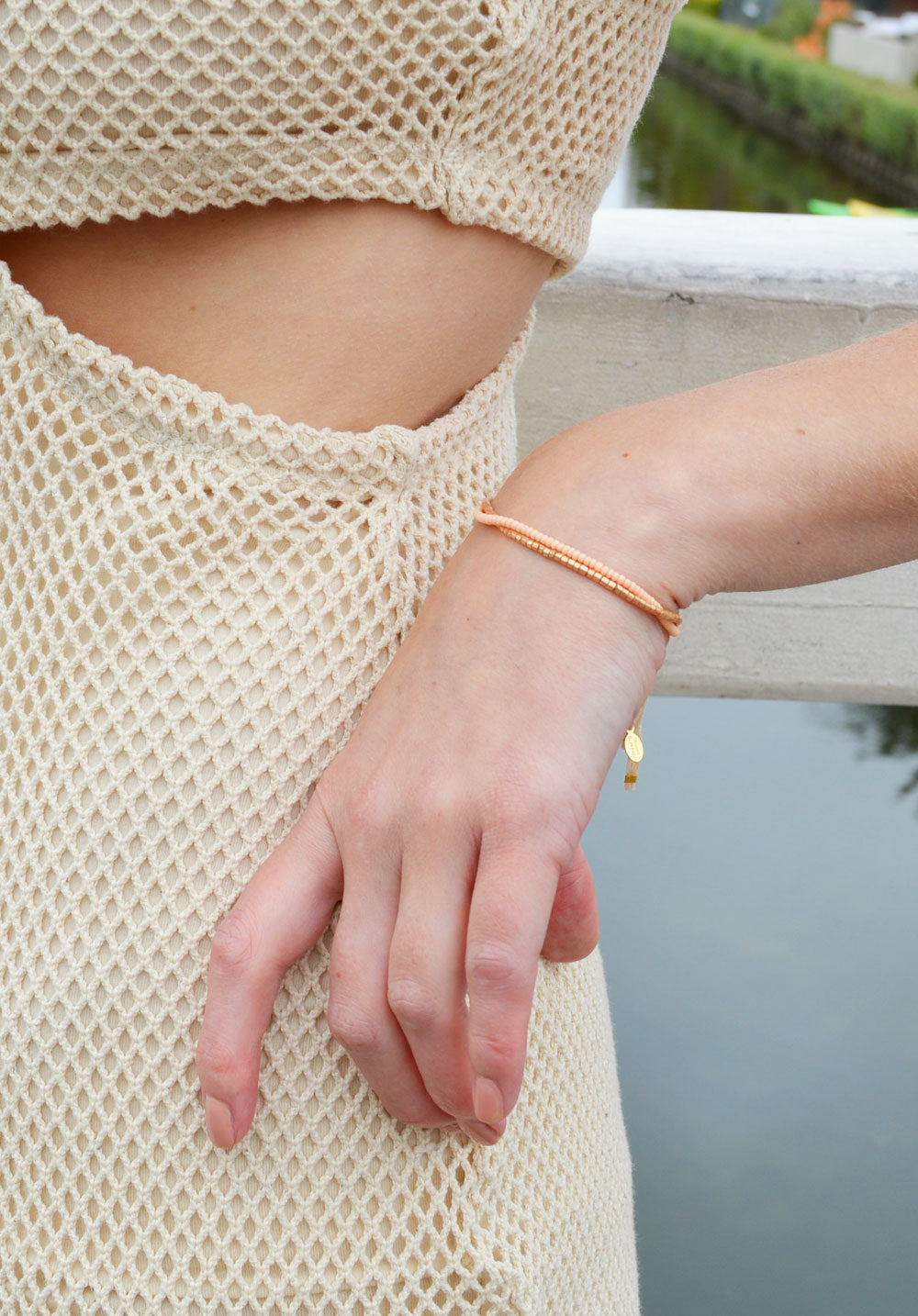 thread bracelet - peachy keen