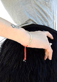 thread bracelet - silver red