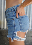 vintage denim shorts - threadbare - waist size 27