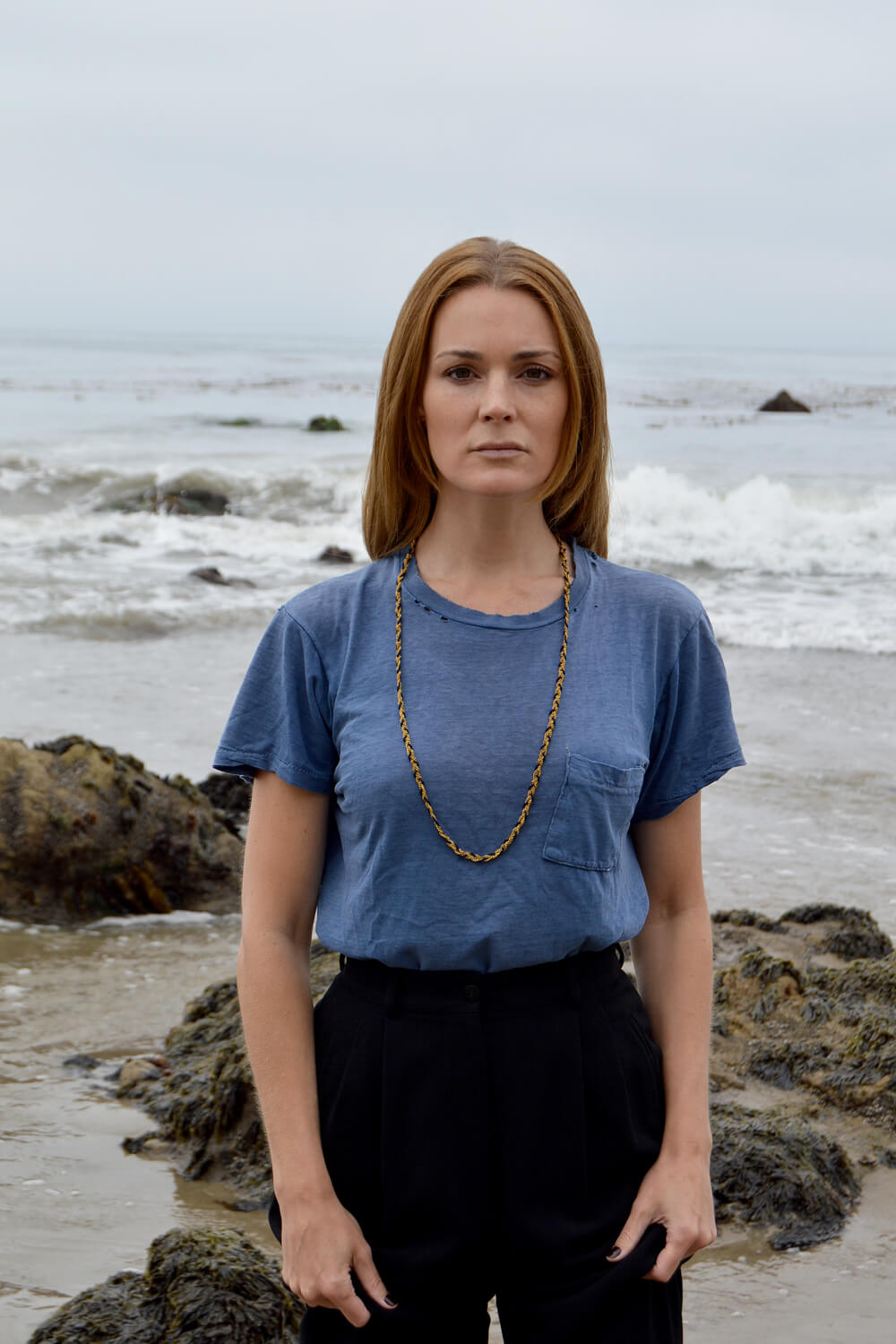 vintage pocket tee - pacific blue - women's size medium