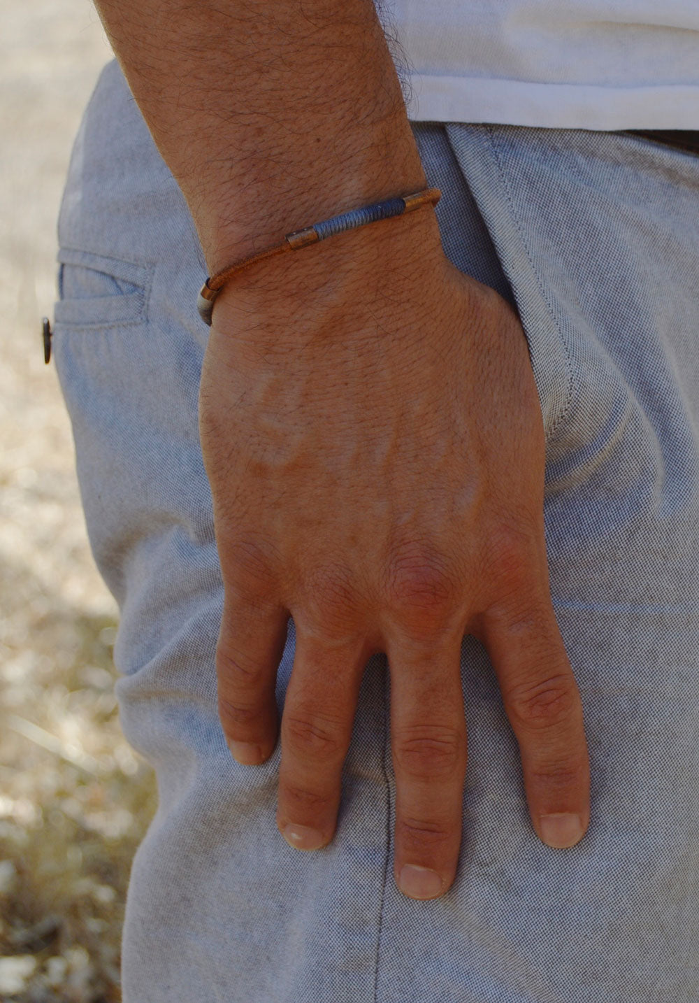 wrapped leather bracelet - shadow